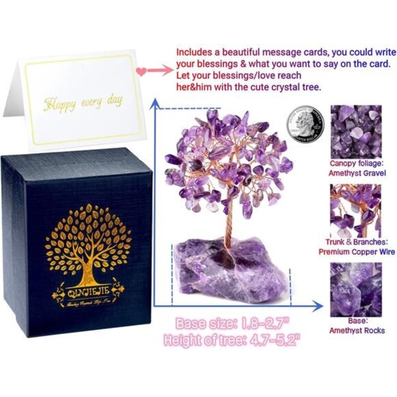 Amethyst Crystal Tree Crystals Healing Stones Reiki Natural Crystals Base Copper - Picture 3 of 7